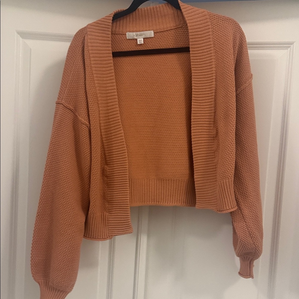 Anthropology flat white cropped cardigan